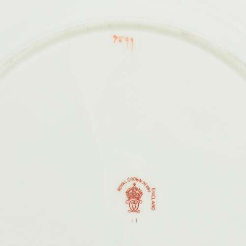 Superb Edwardian Royal Crown Derby Dessert Cabinet Plate Roses Gadrooned Rim 7599 b)