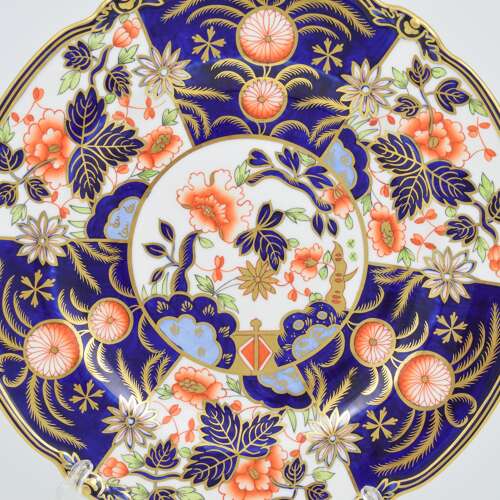 Stunning Antique Royal Crown Derby Lobed Imari Dessert Plate Patt. 8704 a)