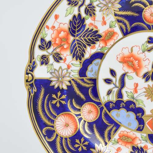 Stunning Antique Royal Crown Derby Lobed Imari Dessert Plate Patt. 8704 a)