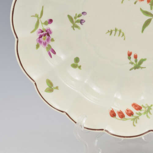 Pretty Dr Wall / First Period Worcester Porcelain Lobed Dessert / Soup Plate / Bowl c.1765
