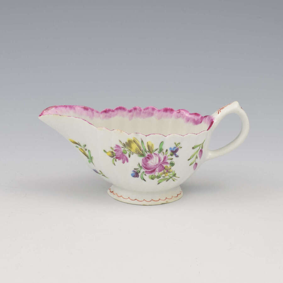 Pretty Bow Porcelain Small Fluted Sauce Boat c.1765