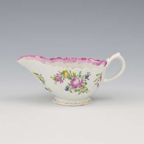 Pretty Bow Porcelain Small Fluted Sauce Boat c.1765