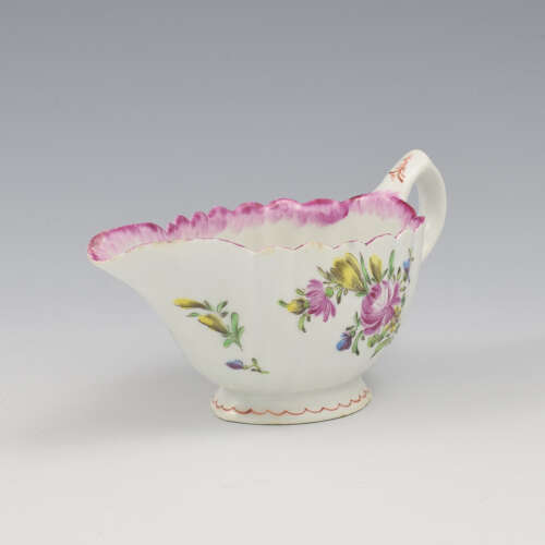 Pretty Bow Porcelain Small Fluted Sauce Boat c.1765