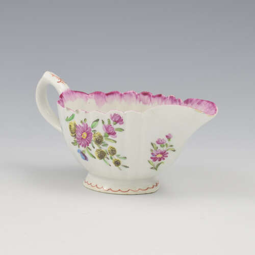 Pretty Bow Porcelain Small Fluted Sauce Boat c.1765