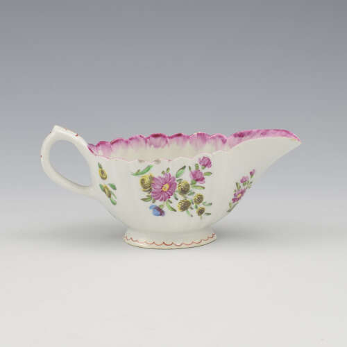 Pretty Bow Porcelain Small Fluted Sauce Boat c.1765