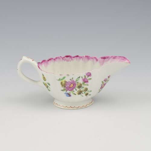 Pretty Bow Porcelain Small Fluted Sauce Boat c.1765