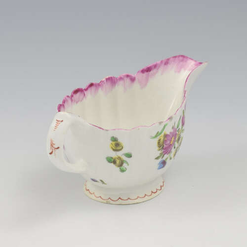 Pretty Bow Porcelain Small Fluted Sauce Boat c.1765