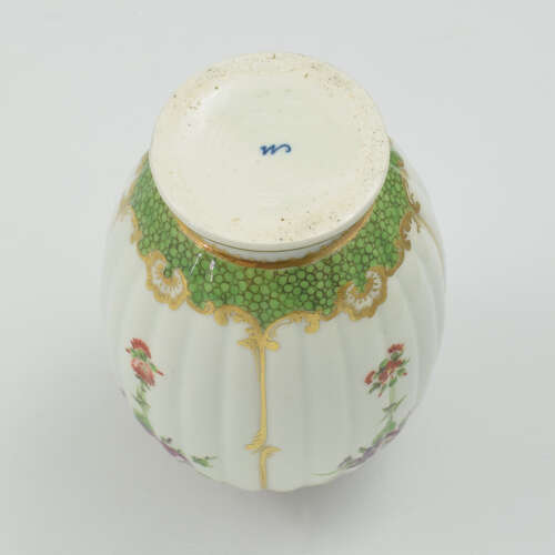 Stunning Dr Wall / First Period Worcester Sèvres Style Fluted Porcelain Tea Canister c.178
