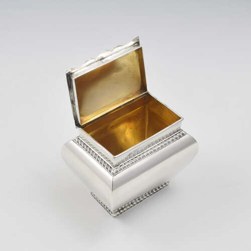 Edwardian Silver Bombe Shape Tea Caddy William Hutton & Sons 1907