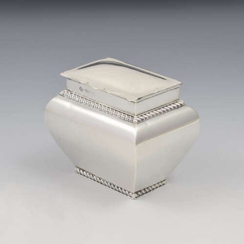 Edwardian Silver Bombe Shape Tea Caddy William Hutton & Sons 1907