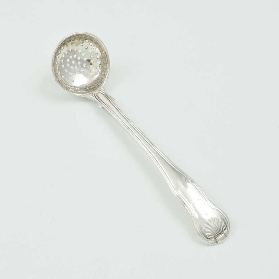 Georgian Sterling Silver King's Hourglass Spice Sifter Spoon George III