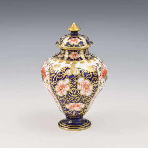 Fabulous Antique Royal Crown Derby Miniature Porcelain Vase & Cover Imari Witches 6299
