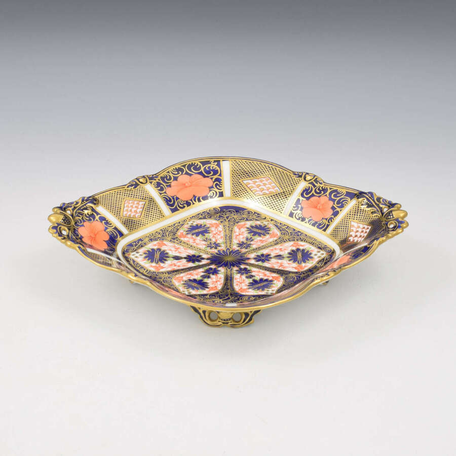 Stunning Royal Crown Derby Porcelain Pierced Serving Dish / Tray Imari Patt. 1128 1927