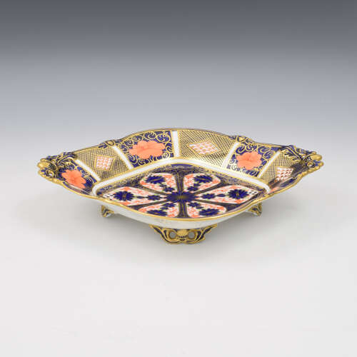 Stunning Royal Crown Derby Porcelain Pierced Serving Dish / Tray Imari Patt. 1128 1927