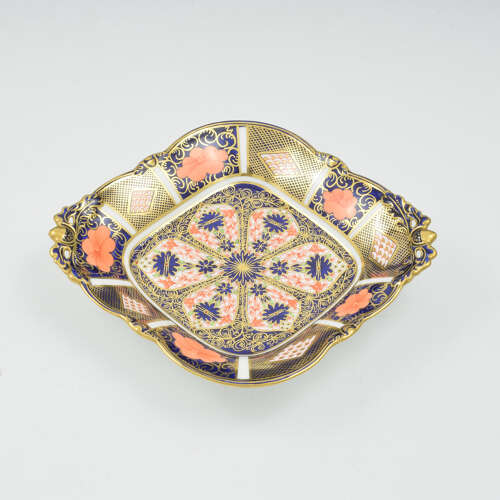 Stunning Royal Crown Derby Porcelain Pierced Serving Dish / Tray Imari Patt. 1128 1927
