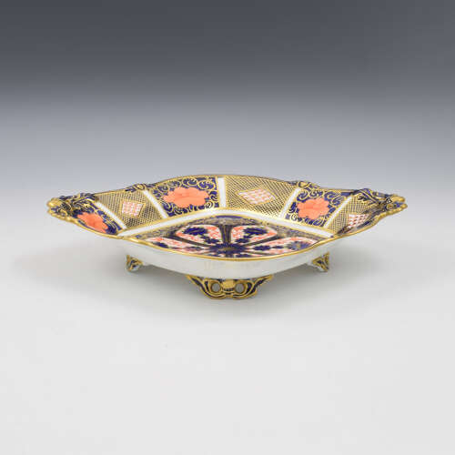 Stunning Royal Crown Derby Porcelain Pierced Serving Dish / Tray Imari Patt. 1128 1927