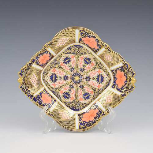 Stunning Royal Crown Derby Porcelain Pierced Serving Dish / Tray Imari Patt. 1128 1927
