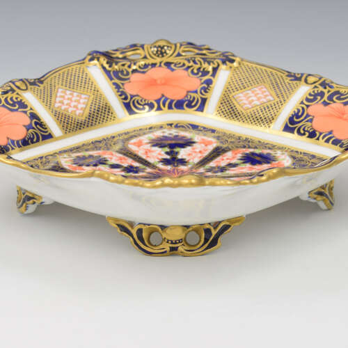 Stunning Royal Crown Derby Porcelain Pierced Serving Dish / Tray Imari Patt. 1128 1927