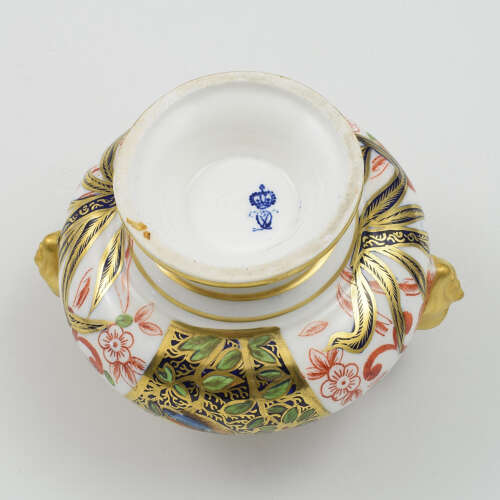 Beautiful Victorian Royal Crown Derby Porcelain Twin Handled Mask Vase c.1880