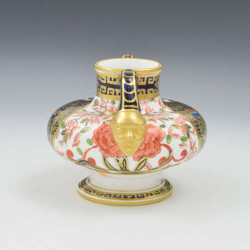 Beautiful Victorian Royal Crown Derby Porcelain Twin Handled Mask Vase c.1880
