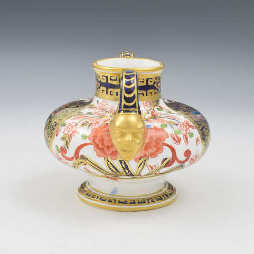 Beautiful Victorian Royal Crown Derby Porcelain Twin Handled Mask Vase c.1880