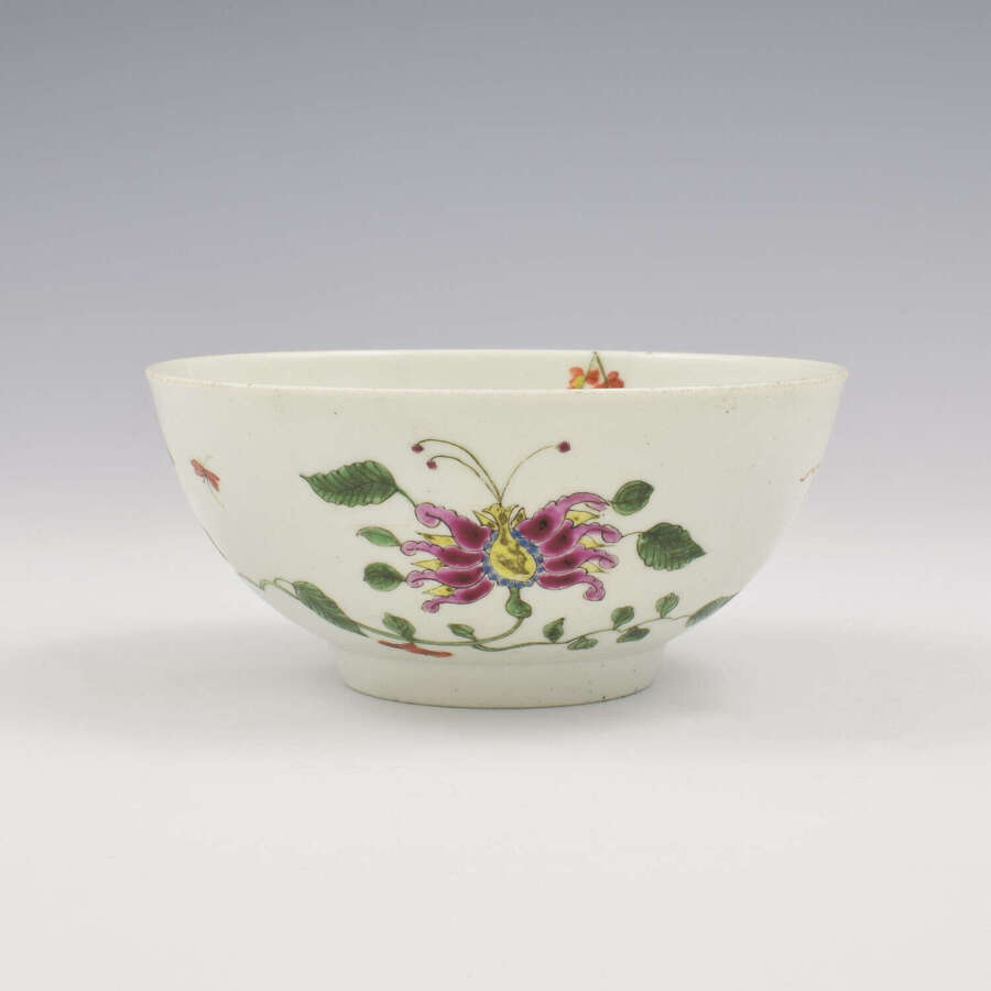 Rare Dr Wall / First Period Worcester Porcelain Honeysuckle Slop Bowl c.1753-1755