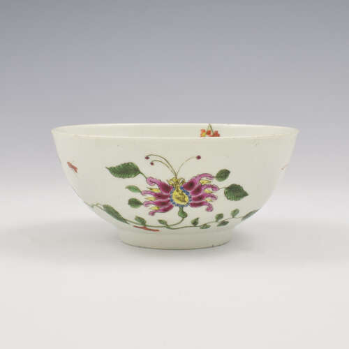 Rare Dr Wall / First Period Worcester Porcelain Honeysuckle Slop Bowl c.1753-1755