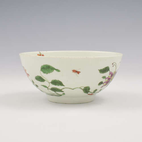 Rare Dr Wall / First Period Worcester Porcelain Honeysuckle Slop Bowl c.1753-1755