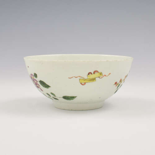 Rare Dr Wall / First Period Worcester Porcelain Honeysuckle Slop Bowl c.1753-1755