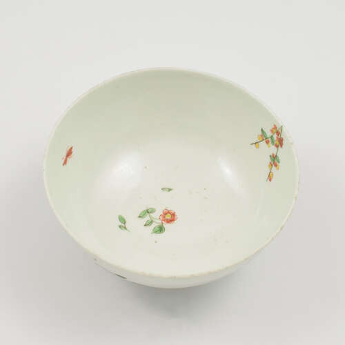 Rare Dr Wall / First Period Worcester Porcelain Honeysuckle Slop Bowl c.1753-1755