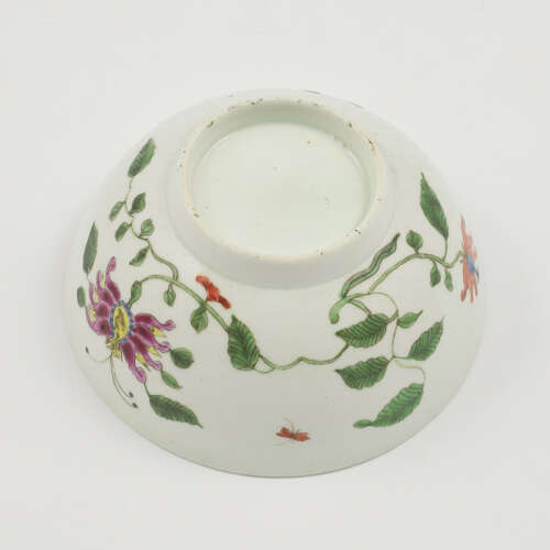 Rare Dr Wall / First Period Worcester Porcelain Honeysuckle Slop Bowl c.1753-1755