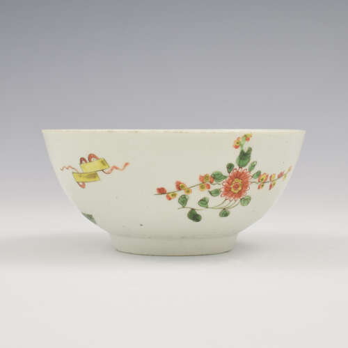 Rare Dr Wall / First Period Worcester Porcelain Honeysuckle Slop Bowl c.1753-1755